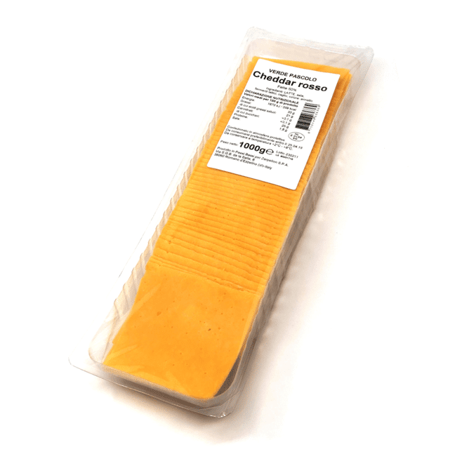 FORMAGGIO CHEDDAR ROSSO A FETTE 1 kg - VERDE PASCOLO - DiRusso-s.r.l.